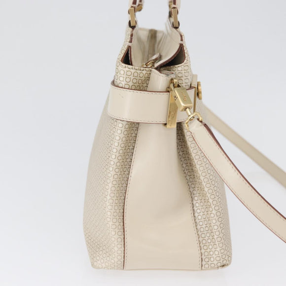 Salvatore Ferragamo Gancini Hand Bag Leather 2way Ivory Gold Auth 172181