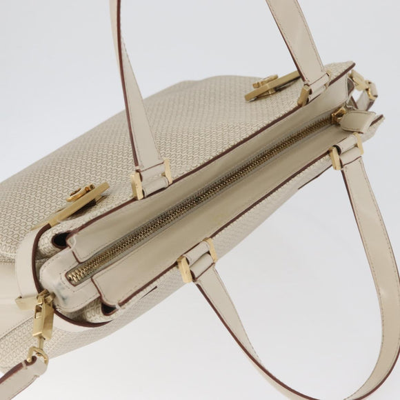 Salvatore Ferragamo Gancini Hand Bag Leather 2way Ivory Gold Auth 172181
