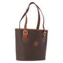 CELINE Macadam Canvas Tote Bag PVC Leather Brown Gold Auth 172185-1