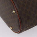 CELINE Macadam Canvas Tote Bag PVC Leather Brown Gold Auth 172185-15
