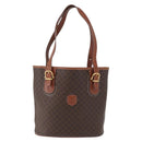 CELINE Macadam Canvas Tote Bag PVC Leather Brown Gold Auth 172185-13