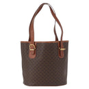 CELINE Macadam Canvas Tote Bag PVC Leather Brown Gold Auth 172185-2