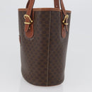 CELINE Macadam Canvas Tote Bag PVC Leather Brown Gold Auth 172185-3
