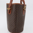CELINE Macadam Canvas Tote Bag PVC Leather Brown Gold Auth 172185-4