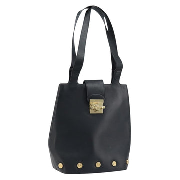 Salvatore Ferragamo Tote Bag Leather Black Gold Auth 172187