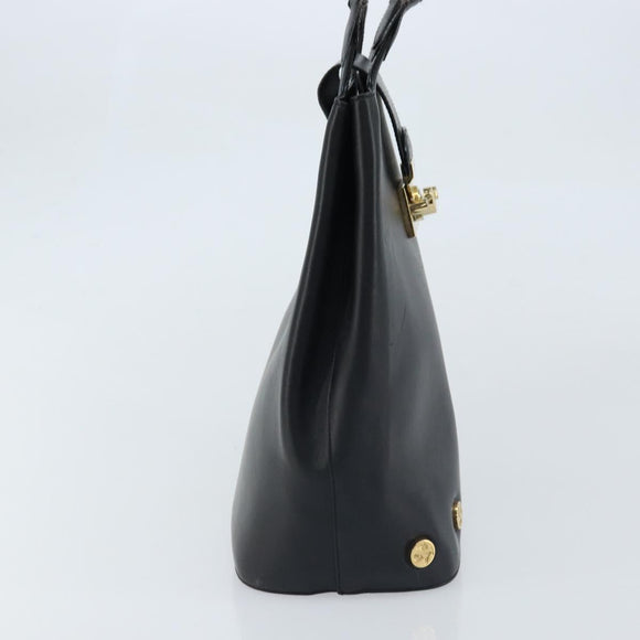 Salvatore Ferragamo Tote Bag Leather Black Gold Auth 172187