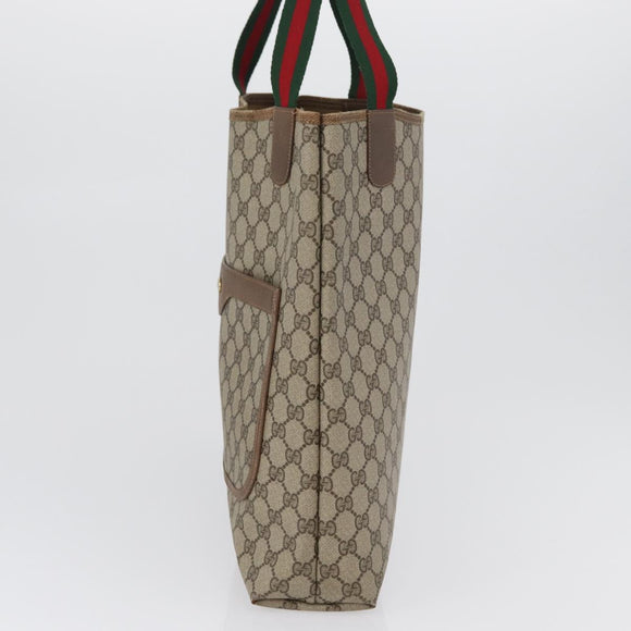 GUCCI GG Supreme Web Sherry Line Tote Bag PVC Beige Red 39 02 003 Auth 172201