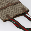 GUCCI GG Supreme Web Sherry Line Tote Bag PVC Beige Red 39 02 003 Auth 172201-6