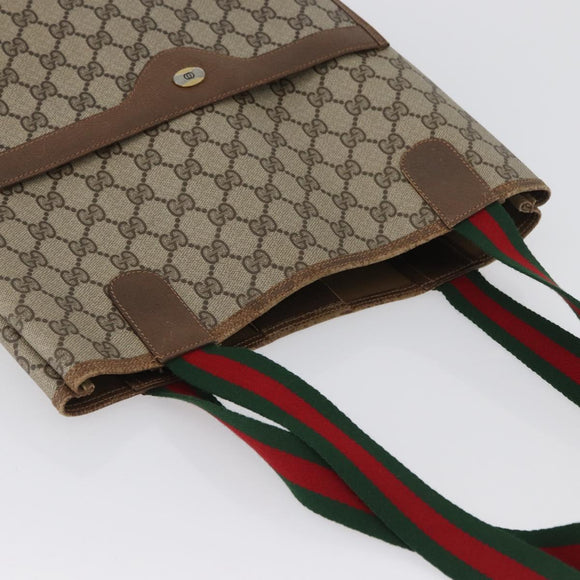 GUCCI GG Supreme Web Sherry Line Tote Bag PVC Beige Red 39 02 003 Auth 172201