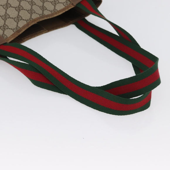 GUCCI GG Supreme Web Sherry Line Tote Bag PVC Beige Red 39 02 003 Auth 172201
