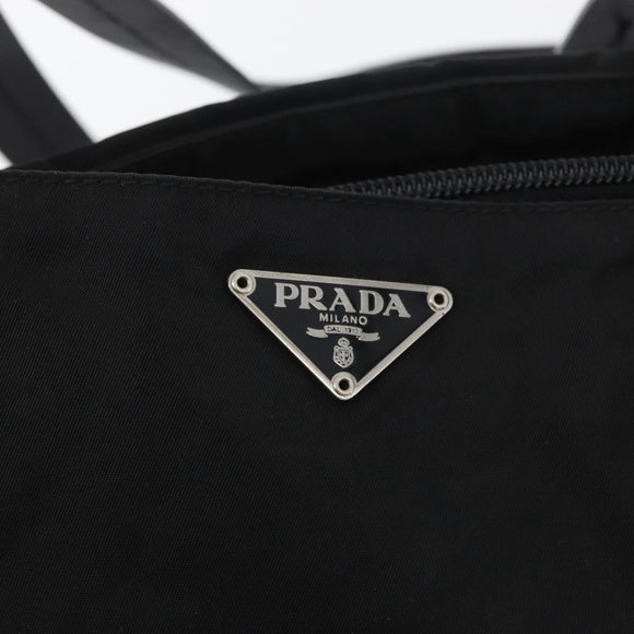 PRADA Tote Bag Nylon Silver Black Auth 172204