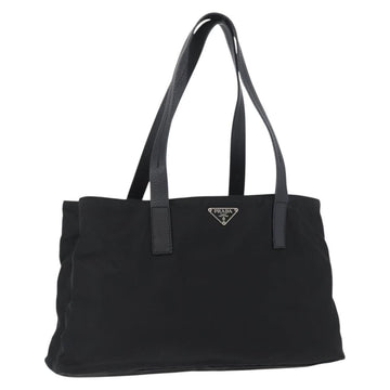 PRADA Tote Bag Nylon Silver Black Auth 172204