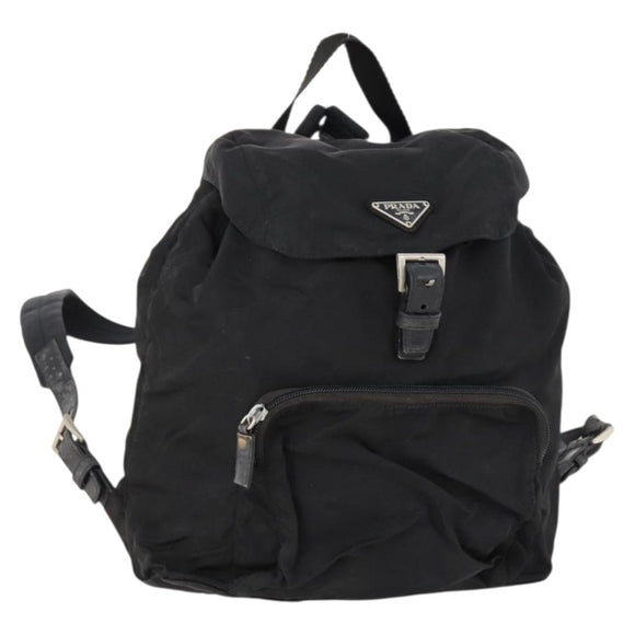 PRADA Backpack Nylon Silver Black Auth 172208