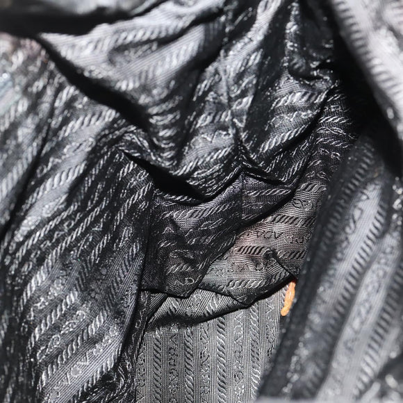 PRADA Backpack Nylon Silver Black Auth 172208