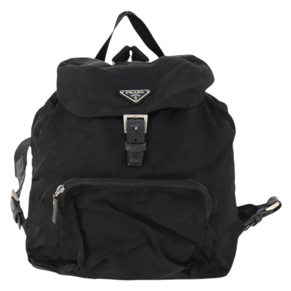 PRADA Backpack Nylon Silver Black Auth 172208