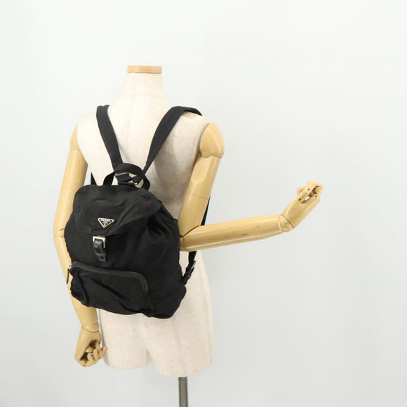 PRADA Backpack Nylon Silver Black Auth 172208