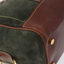 LOEWE Anagram Hand Bag Suede Green Gold Auth 172213-9