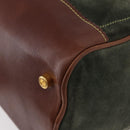 LOEWE Anagram Hand Bag Suede Green Gold Auth 172213-14