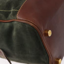 LOEWE Anagram Hand Bag Suede Green Gold Auth 172213-15