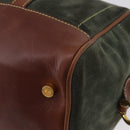 LOEWE Anagram Hand Bag Suede Green Gold Auth 172213-16