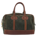 LOEWE Anagram Hand Bag Suede Green Gold Auth 172213-13