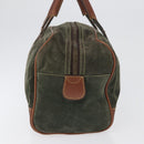 LOEWE Anagram Hand Bag Suede Green Gold Auth 172213-3