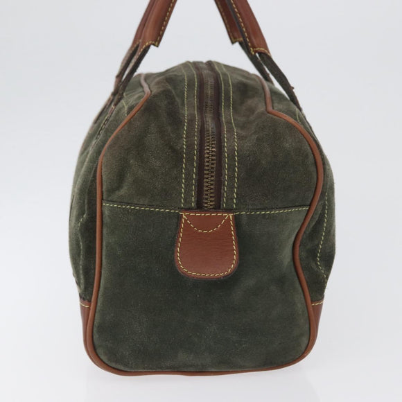 LOEWE Anagram Hand Bag Suede Green Gold Auth 172213