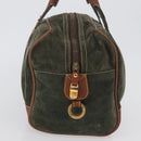 LOEWE Anagram Hand Bag Suede Green Gold Auth 172213-4