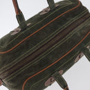 LOEWE Anagram Hand Bag Suede Green Gold Auth 172213-6