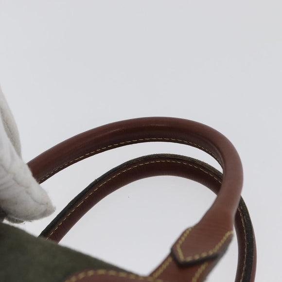 LOEWE Anagram Hand Bag Suede Green Gold Auth 172213