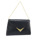 GIVENCHY Chain Hand Bag Leather Black Gold Auth 172216-1