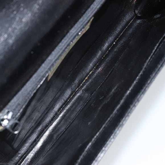 GIVENCHY Chain Hand Bag Leather Black Gold Auth 172216