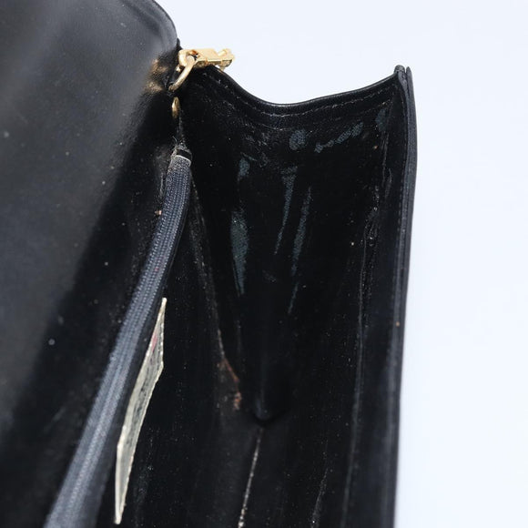 GIVENCHY Chain Hand Bag Leather Black Gold Auth 172216