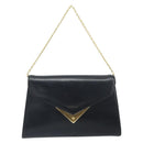 GIVENCHY Chain Hand Bag Leather Black Gold Auth 172216-13