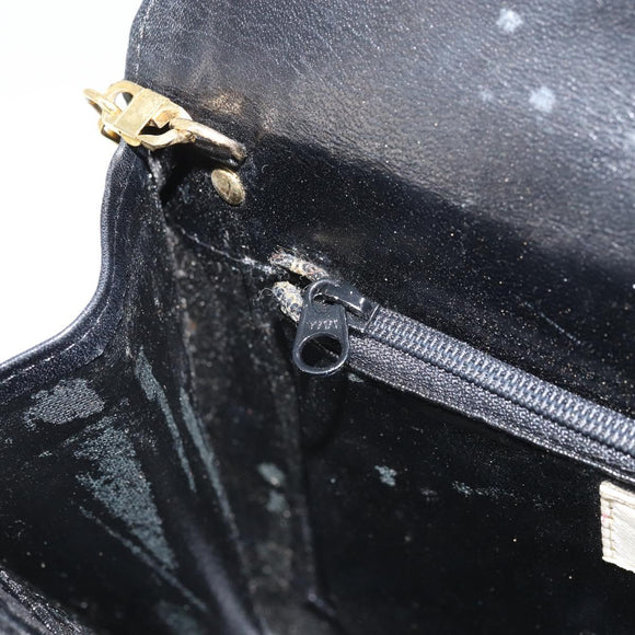 GIVENCHY Chain Hand Bag Leather Black Gold Auth 172216