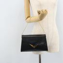 GIVENCHY Chain Hand Bag Leather Black Gold Auth 172216-23