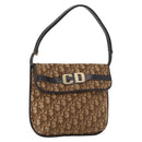 Christian Dior Trotter Canvas Shoulder Bag Brown Gold Auth 172219-1