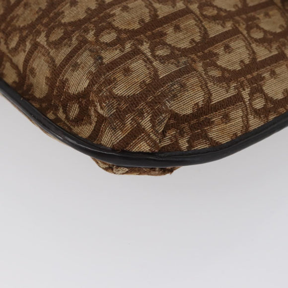 Christian Dior Trotter Canvas Shoulder Bag Brown Gold Auth 172219
