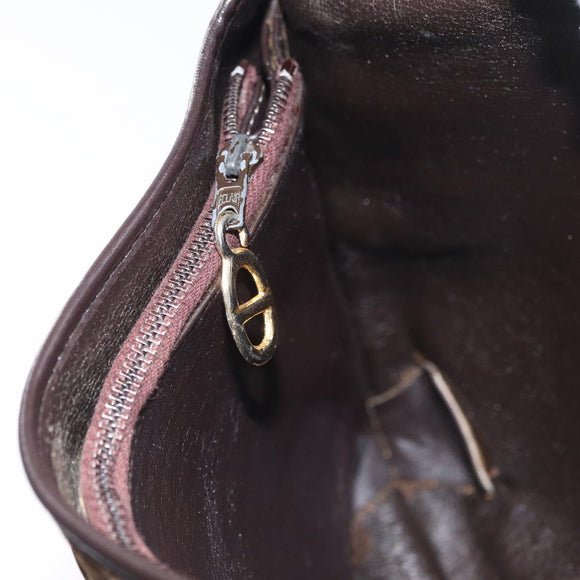 Christian Dior Trotter Canvas Shoulder Bag Brown Gold Auth 172219