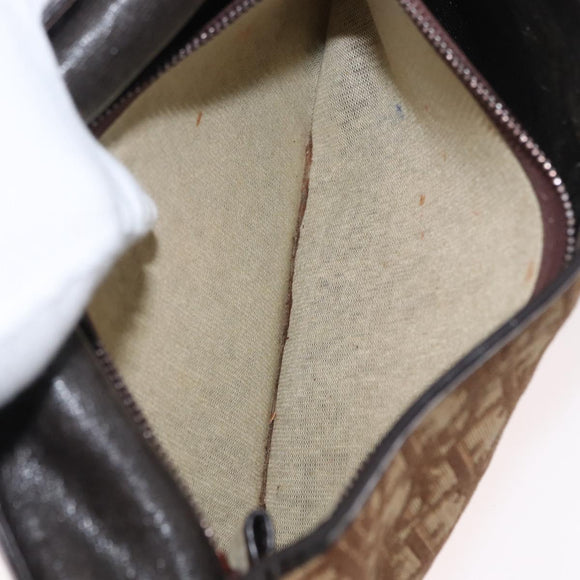 Christian Dior Trotter Canvas Shoulder Bag Brown Gold Auth 172219
