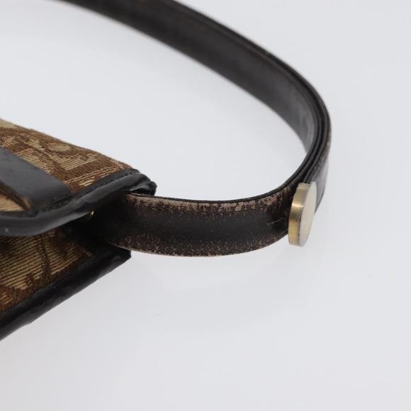 Christian Dior Trotter Canvas Shoulder Bag Brown Gold Auth 172219