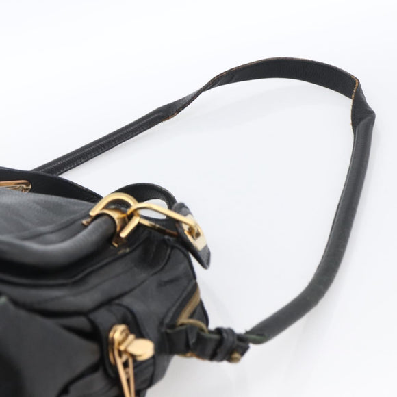 Chloe Hand Bag Leather 2way Black Gold Auth 172220