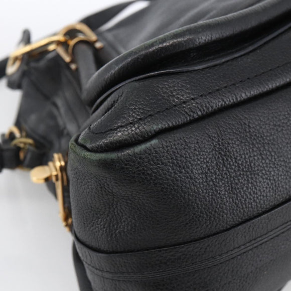 Chloe Hand Bag Leather 2way Black Gold Auth 172220