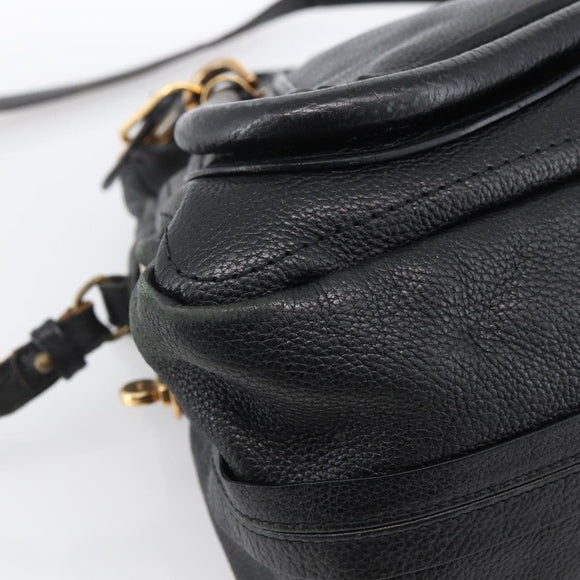 Chloe Hand Bag Leather 2way Black Gold Auth 172220
