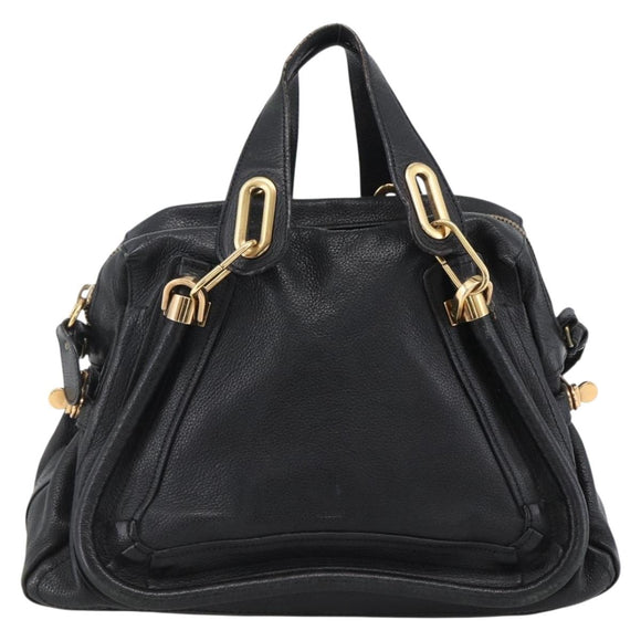 Chloe Hand Bag Leather 2way Black Gold Auth 172220
