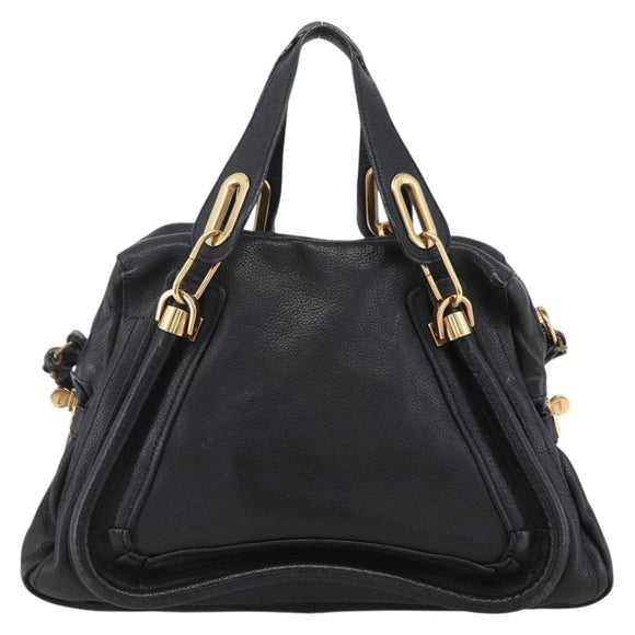 Chloe Hand Bag Leather 2way Black Gold Auth 172220