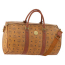 MCM Logogram Vicetos Boston Bag PVC 2way Brown Gold Auth 172221-1