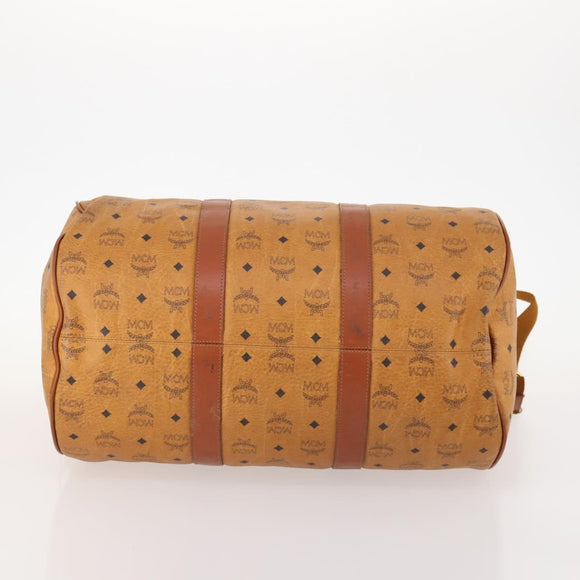 MCM Logogram Vicetos Boston Bag PVC 2way Brown Gold Auth 172221