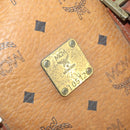 MCM Logogram Vicetos Boston Bag PVC 2way Brown Gold Auth 172221-12