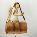 MCM Logogram Vicetos Boston Bag PVC 2way Brown Gold Auth 172221-22